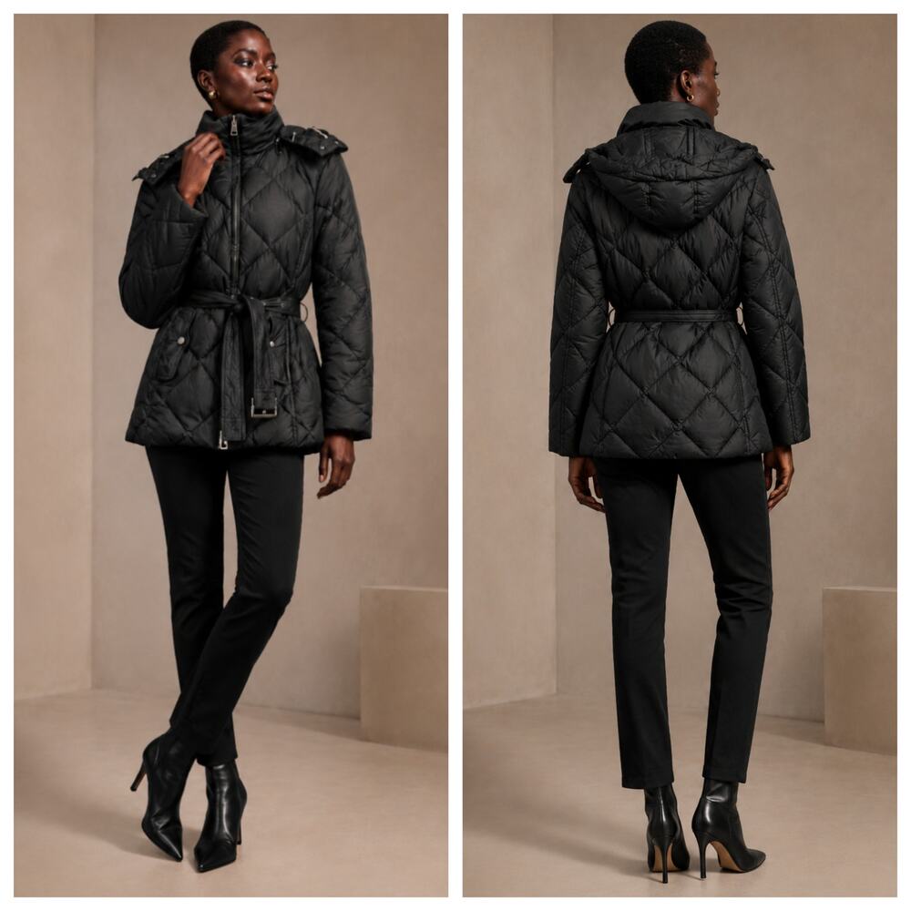 Burberry Brit Black Quilted Goose Down Hooded Jacket Small
